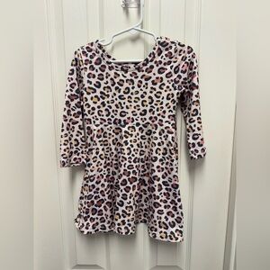 Toddler Leopard Print Long Sleeve Dress 2T, pink, stretchy